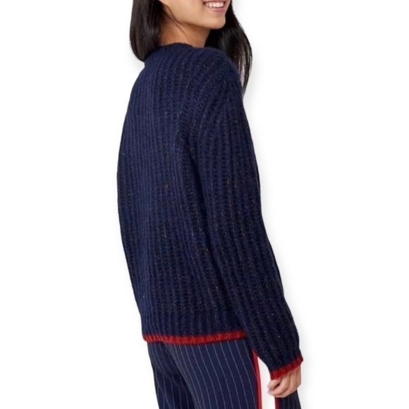 La Ligne Sweater, V neck alpaca wool sweater, Navy, Size M - Picture 14 of 15